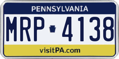 PA license plate MRP4138