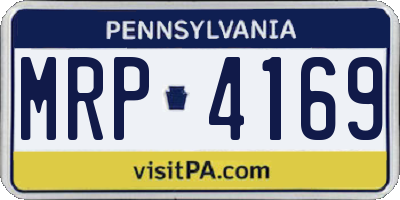 PA license plate MRP4169