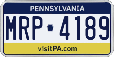 PA license plate MRP4189