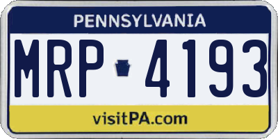 PA license plate MRP4193