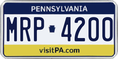 PA license plate MRP4200