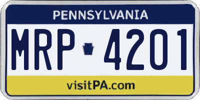 PA license plate MRP4201