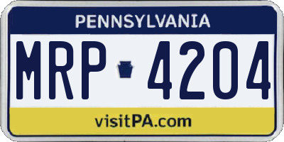 PA license plate MRP4204