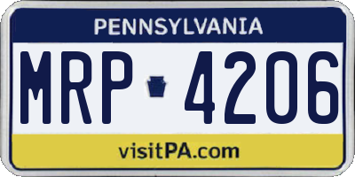 PA license plate MRP4206