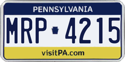 PA license plate MRP4215