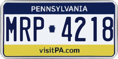 PA license plate MRP4218