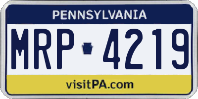 PA license plate MRP4219