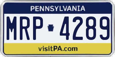 PA license plate MRP4289