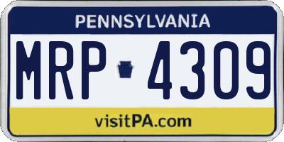 PA license plate MRP4309