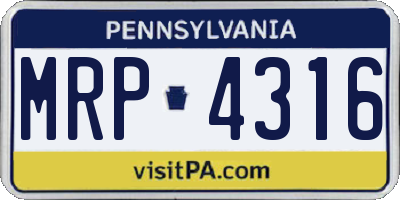 PA license plate MRP4316