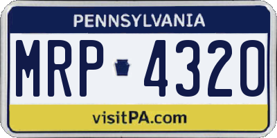 PA license plate MRP4320