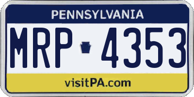 PA license plate MRP4353