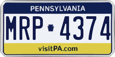 PA license plate MRP4374