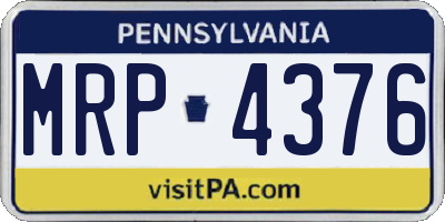 PA license plate MRP4376