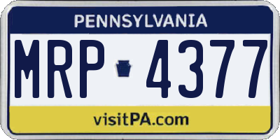 PA license plate MRP4377
