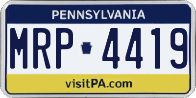 PA license plate MRP4419