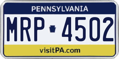PA license plate MRP4502