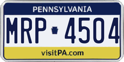 PA license plate MRP4504