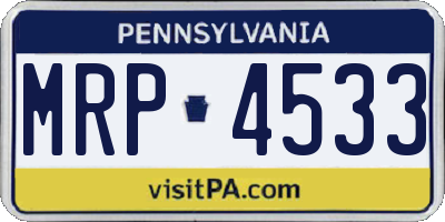 PA license plate MRP4533