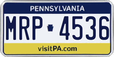 PA license plate MRP4536