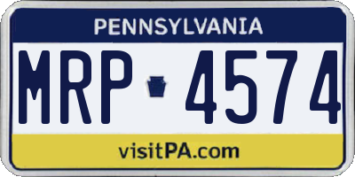 PA license plate MRP4574