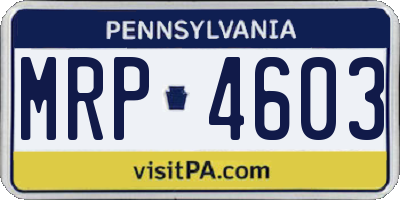 PA license plate MRP4603