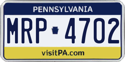 PA license plate MRP4702