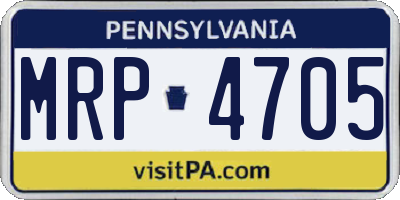 PA license plate MRP4705