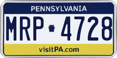 PA license plate MRP4728