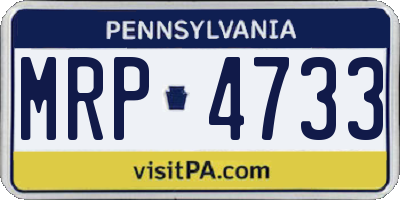 PA license plate MRP4733
