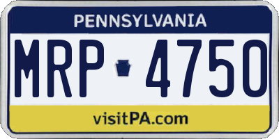 PA license plate MRP4750