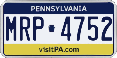 PA license plate MRP4752