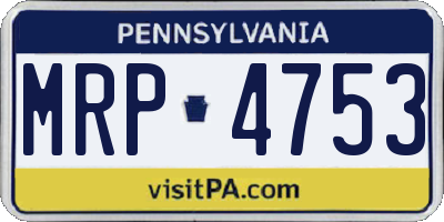 PA license plate MRP4753