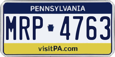 PA license plate MRP4763