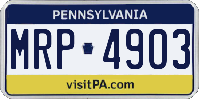 PA license plate MRP4903