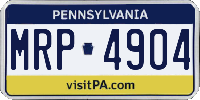 PA license plate MRP4904