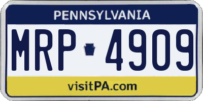 PA license plate MRP4909