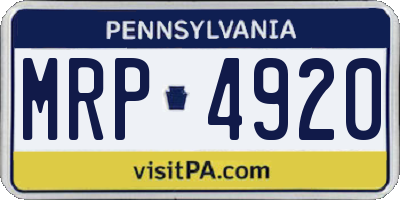 PA license plate MRP4920
