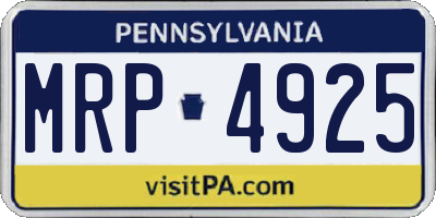 PA license plate MRP4925