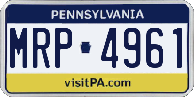PA license plate MRP4961
