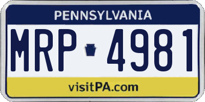 PA license plate MRP4981