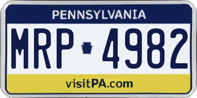 PA license plate MRP4982