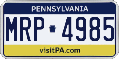 PA license plate MRP4985