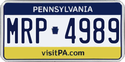 PA license plate MRP4989