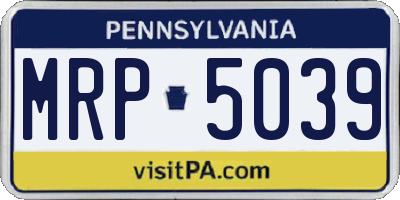 PA license plate MRP5039