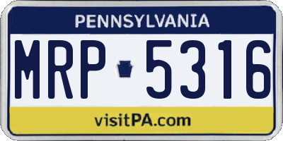 PA license plate MRP5316