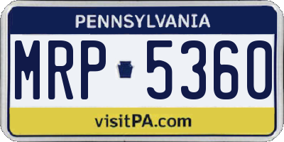 PA license plate MRP5360