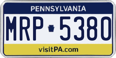 PA license plate MRP5380