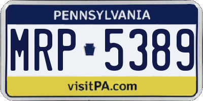 PA license plate MRP5389