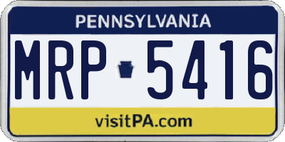 PA license plate MRP5416